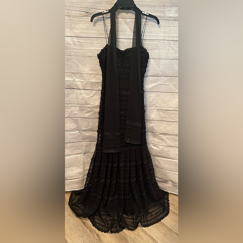 Black Sequin Slit Maxi Dress – Elegant Party Wear Evening Gown
